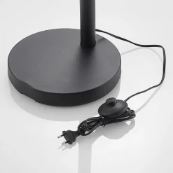 Lindby gulvlampe Abiram, svart/gull, tekstil, 70 cm| Led-Innendørs