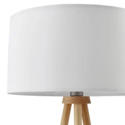 Lindby gulvlampe Adamio, Ø 45,5 cm, hvit, tekstil, stativ