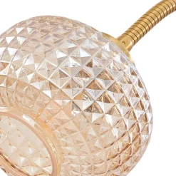 Lindby gulvlampe Aliette, gull/amber, glass, leselampe| Gulvlamper