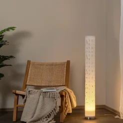 Lindby gulvlampe Alisea, 104 cm, hvit, RGBW, fjernkontroll| Led-Innendørs