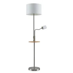 Lindby Gulvlampe Aovan, nikkelfarget, hyller, USB-port| Gulvlamper