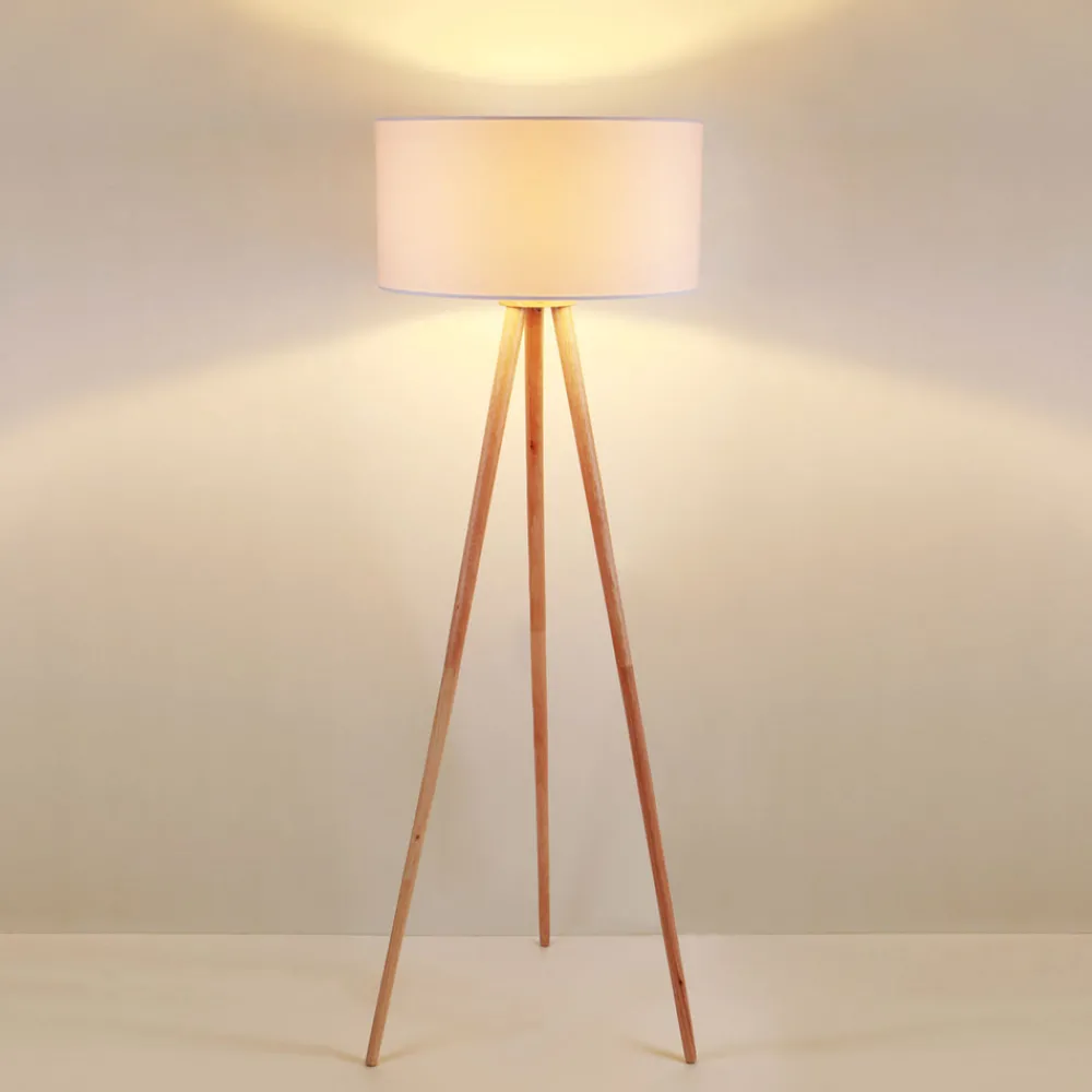 Lindby gulvlampe Charlia, hvit, tre, høyde 150 cm Best