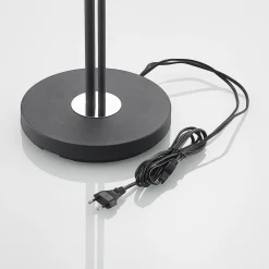 Lindby gulvlampe Efalia, svart/gull, tekstil, leselampe New