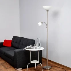 Lindby gulvlampe Elaina, 180 cm, nikkelfarget, leselampe Hot