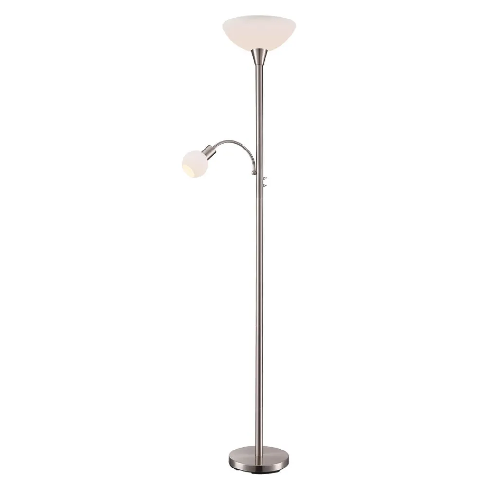 Lindby gulvlampe Elaina, 180 cm, nikkelfarget, leselampe Hot