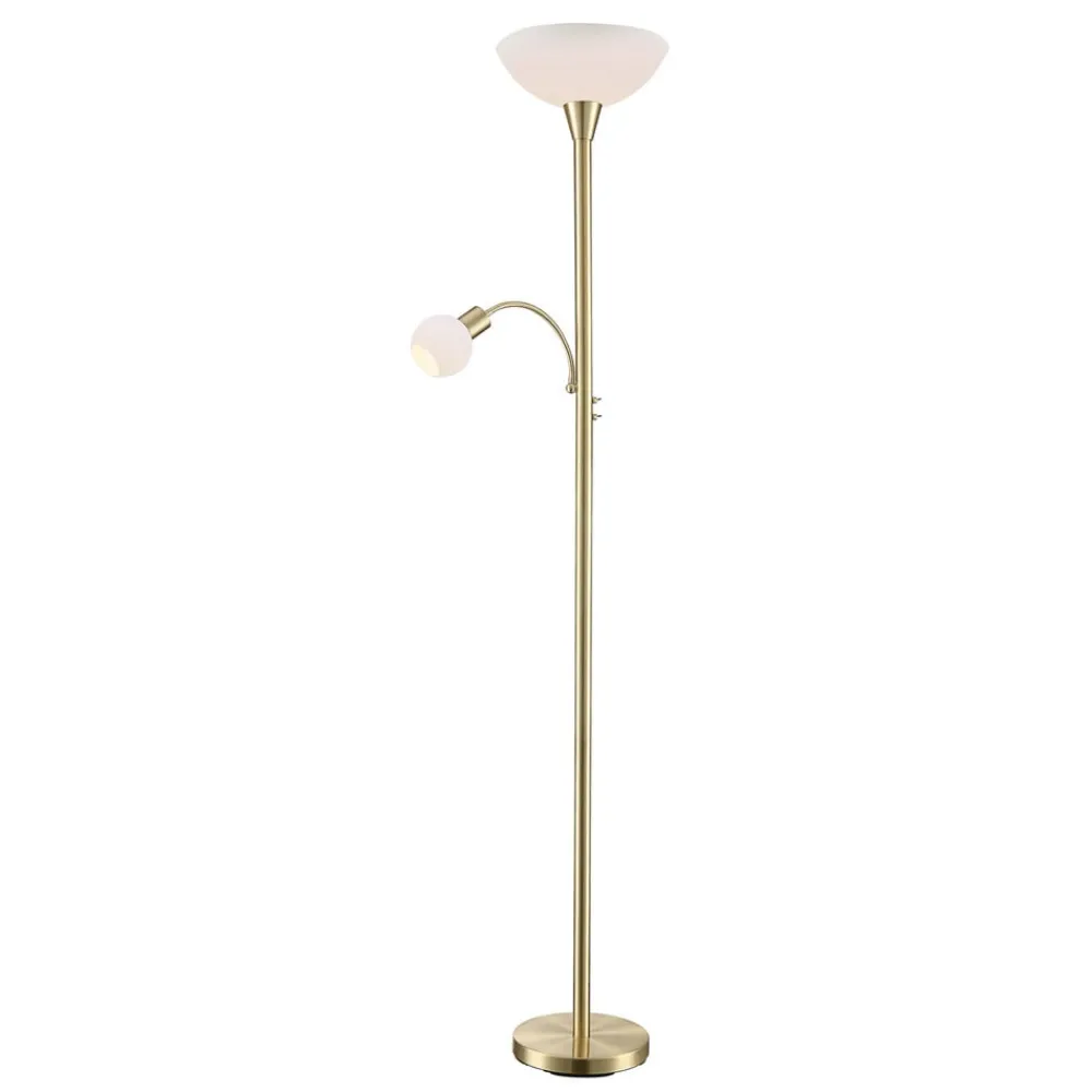 Lindby gulvlampe Elaina, leselampe, messingfarget, 183cm E27 Outlet