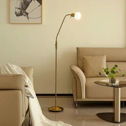 Lindby gulvlampe Elaina, messingfarget, 162 cm, fleksibel, E14| Gulvlamper