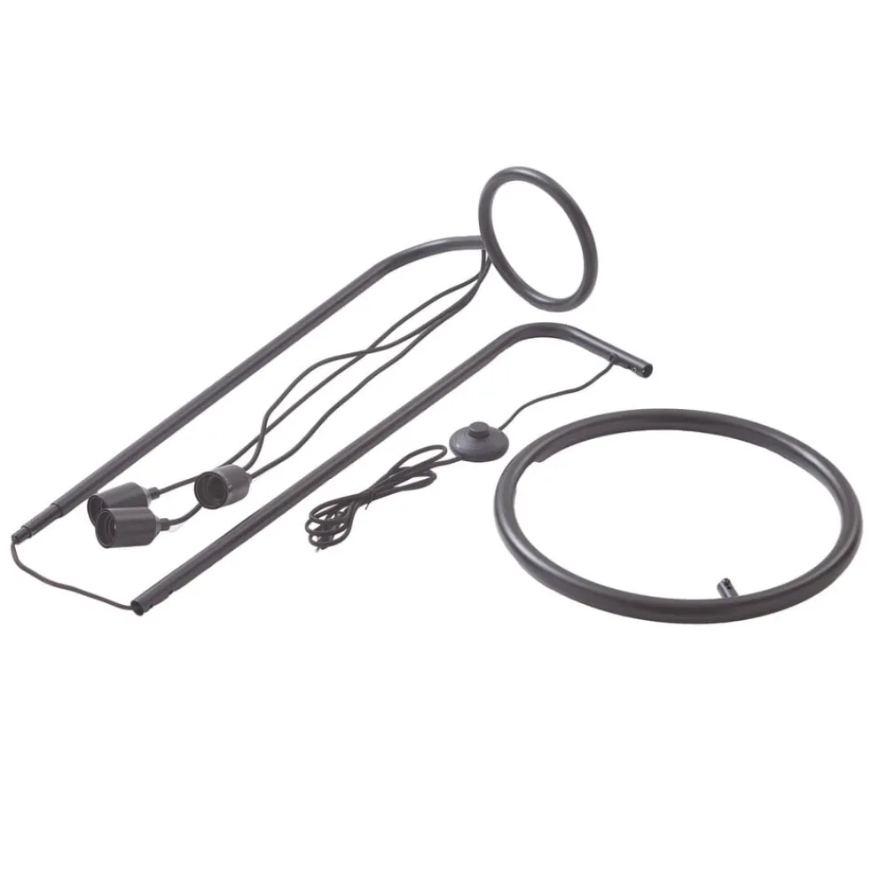 Lindby gulvlampe Elira, svart, metall, 150 cm høy, E27| Gulvlamper