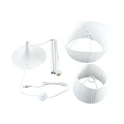 Lindby gulvlampe Eryndor, hvit, tekstil, Ø 47 cm, E27| Gulvlamper