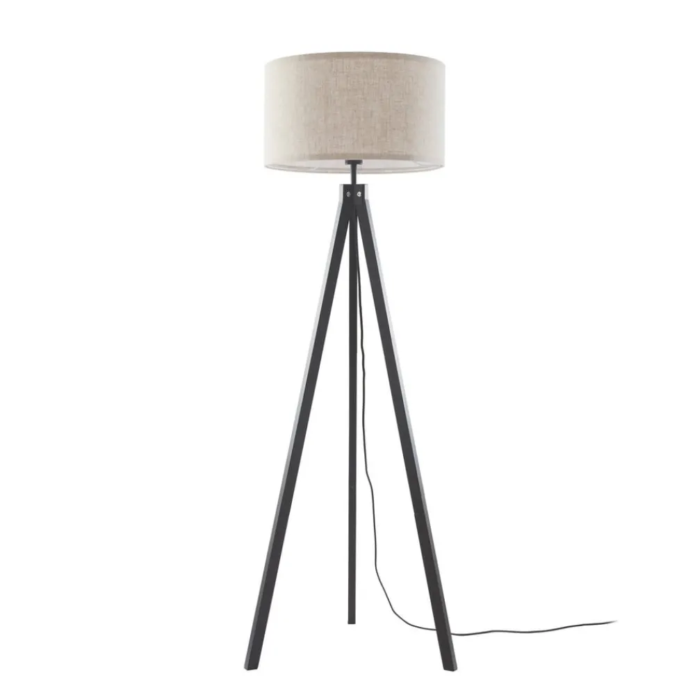 Lindby gulvlampe Herry, svart, tre, stativ, 153 cm| Gulvlamper