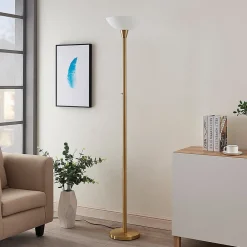 Lindby gulvlampe Ignacia, messingfarget, glass, 180 cm, E27| Gulvlamper