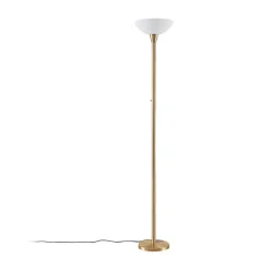 Lindby gulvlampe Ignacia, messingfarget, glass, 180 cm, E27| Gulvlamper
