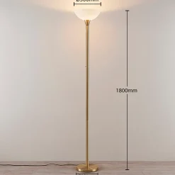 Lindby gulvlampe Ignacia, messingfarget, glass, 180 cm, E27| Gulvlamper