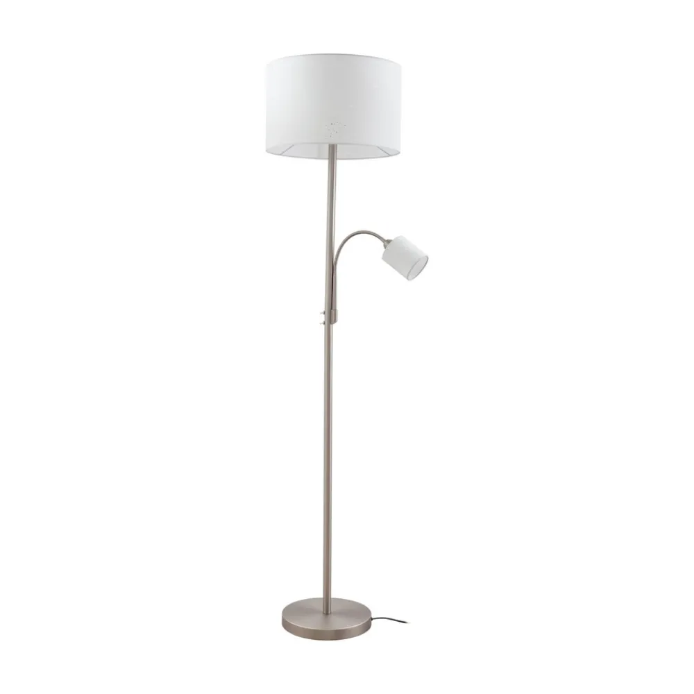 Lindby gulvlampe Jaileen, hvit, tekstil, 170 cm, leselampe Best