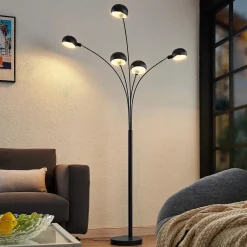 Lindby gulvlampe Jewa, svart, metall, 5 lyskilder, E14 Outlet