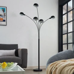 Lindby gulvlampe Jewa, svart, metall, 5 lyskilder, E14 Outlet