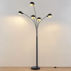 Lindby gulvlampe Jewa, svart, metall, 5 lyskilder, E14 Outlet