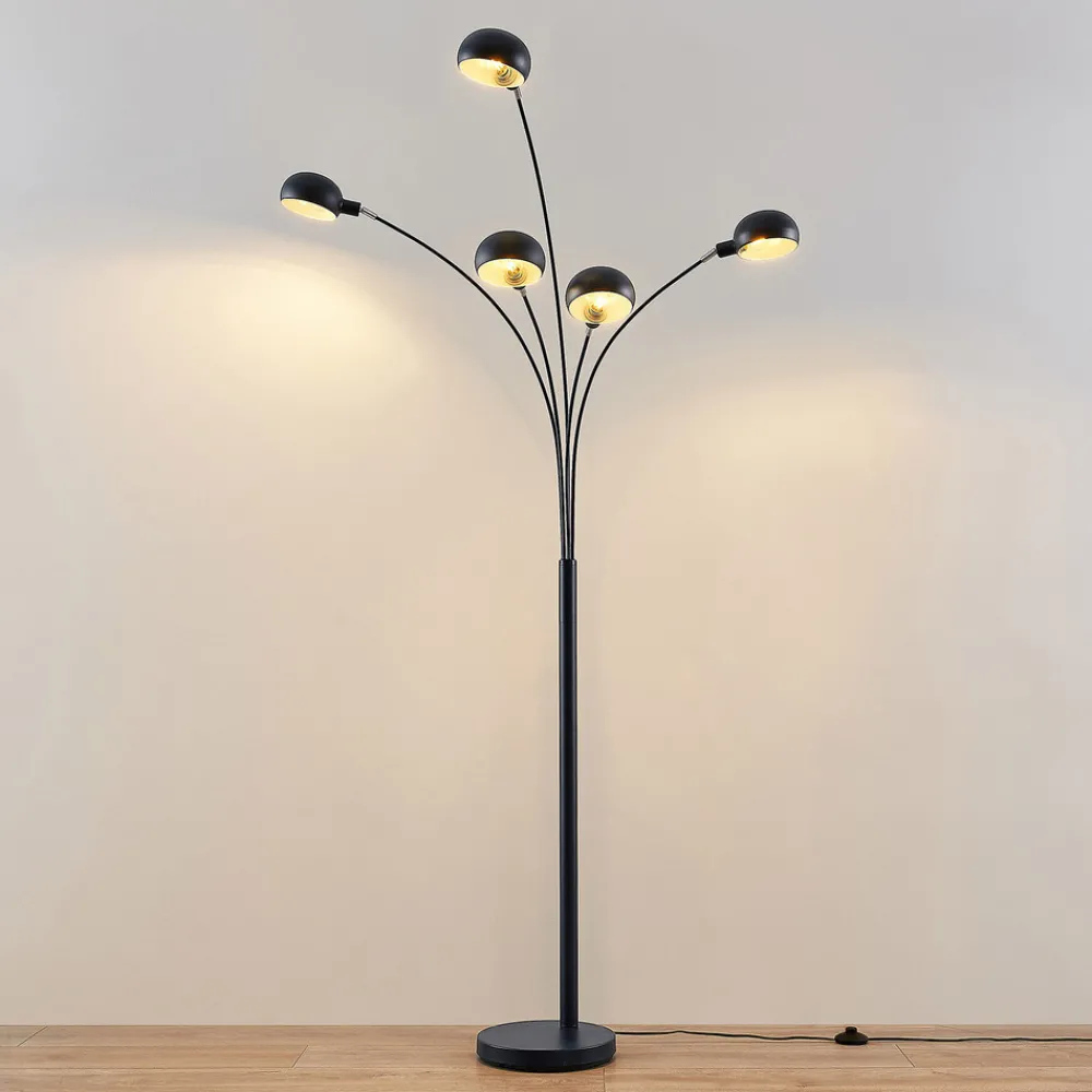 Lindby gulvlampe Jewa, svart, metall, 5 lyskilder, E14 Outlet