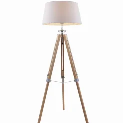Lindby gulvlampe Katie, 162 cm, hvit, tekstil, tre, stativ| Gulvlamper