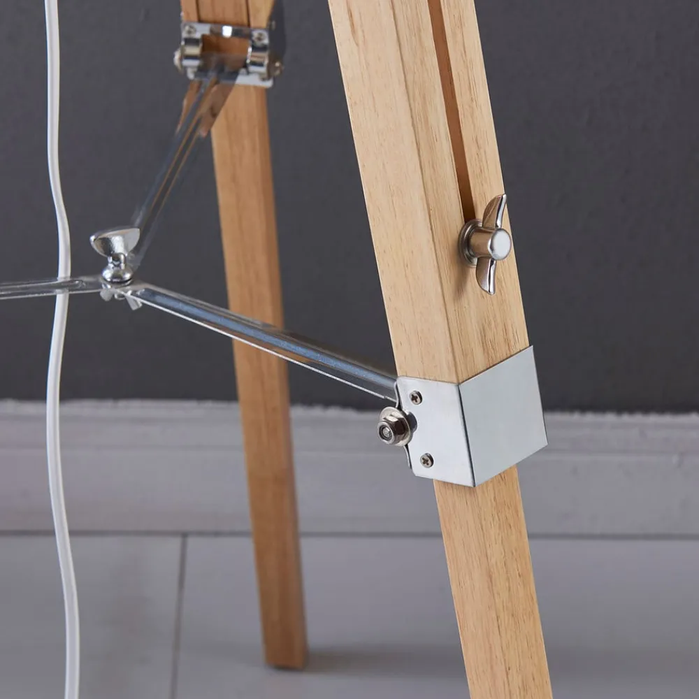 Lindby gulvlampe Katie, 162 cm, hvit, tekstil, tre, stativ| Gulvlamper