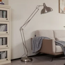 Lindby gulvlampe Leia, sølv, metall, 180 cm, roterbar, E27| Gulvlamper