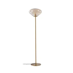 Lindby gulvlampe Lelia, ravfarget, glass, metall, 150 cm| Gulvlamper