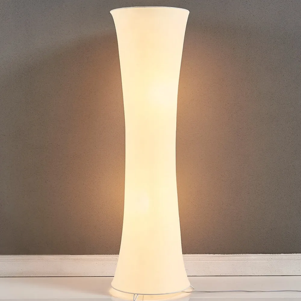 Lindby gulvlampe Liana, høyde 123 cm, hvit, tekstil| Gulvlamper