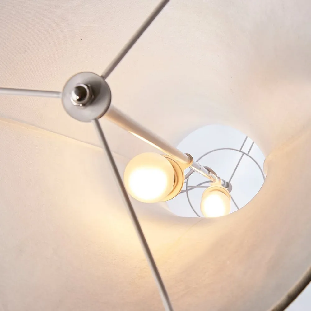 Lindby gulvlampe Liana, høyde 123 cm, hvit, tekstil| Gulvlamper