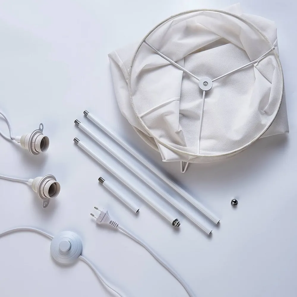 Lindby gulvlampe Liana, høyde 123 cm, hvit, tekstil| Gulvlamper