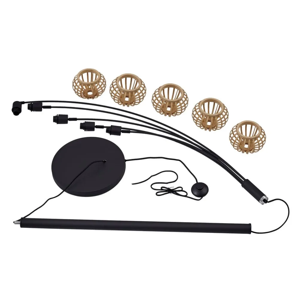 Lindby gulvlampe Lielle, naturlig bambus, 5 lyskilder, 190 cm| Gulvlamper