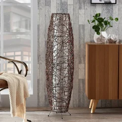 Lindby gulvlampe Nias, høyde 111 cm, rotting, tekstil Hot