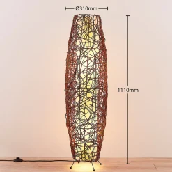Lindby gulvlampe Nias, høyde 111 cm, rotting, tekstil Hot