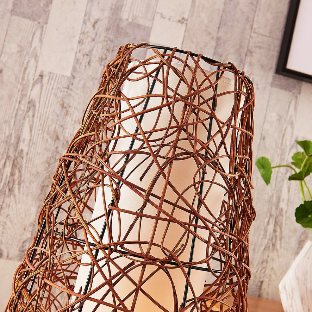 Lindby gulvlampe Nias, høyde 111 cm, rotting, tekstil Hot