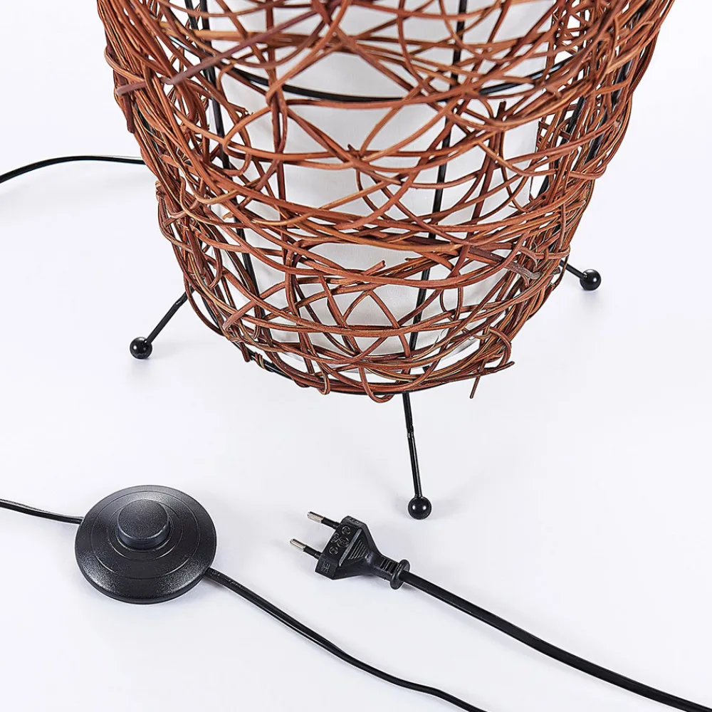 Lindby gulvlampe Nias, høyde 111 cm, rotting, tekstil Hot