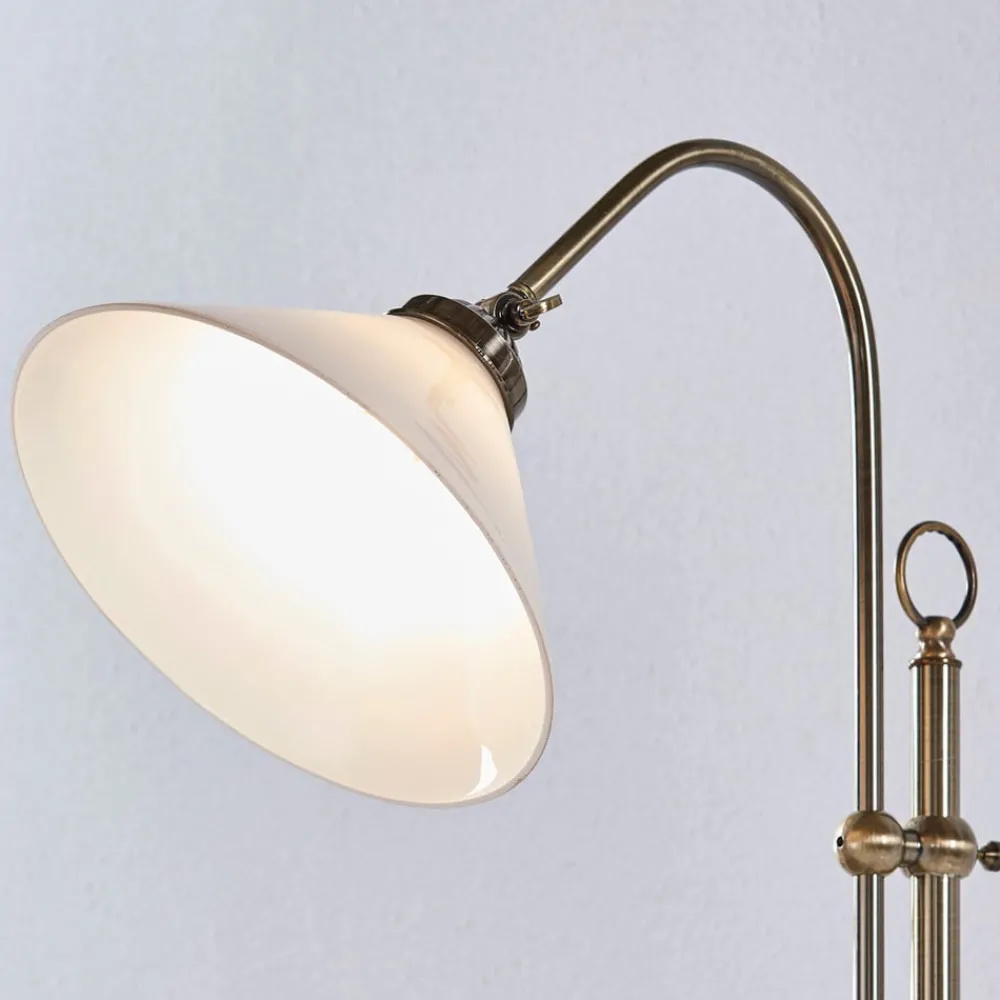 Lindby gulvlampe Otis, antikk messing, glass, 170 cm, E27| Gulvlamper