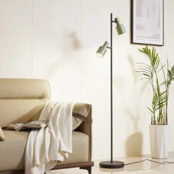 Lindby gulvlampe Ovelia, grønn/svart, metall, E27| Gulvlamper