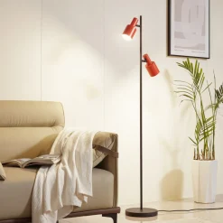 Lindby gulvlampe Ovelia, oransje/svart, metall, E27 Discount