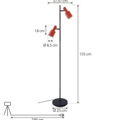 Lindby gulvlampe Ovelia, oransje/svart, metall, E27 Discount