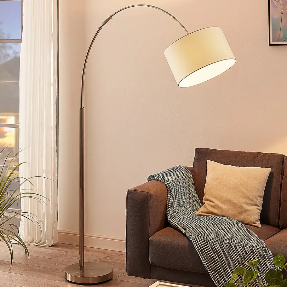 Lindby gulvlampe Railyn, hvit, stoff, 200 cm, E27| Gulvlamper