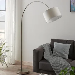 Lindby gulvlampe Railyn, hvit, stoff, 200 cm, E27| Gulvlamper