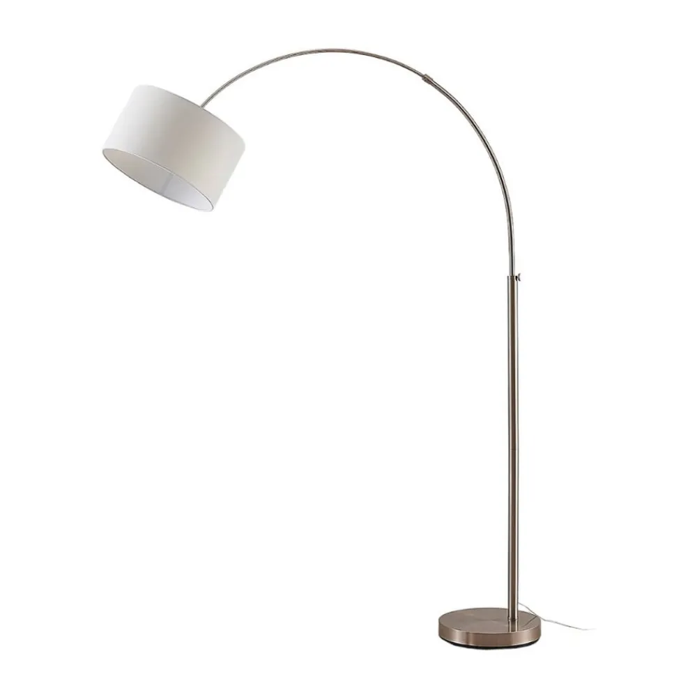 Lindby gulvlampe Railyn, hvit, stoff, 200 cm, E27| Gulvlamper