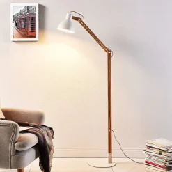 Lindby gulvlampe Shivanja, tre, justerbar, 146 cm, E27| Kontorbelysning|Gulvlamper