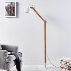 Lindby gulvlampe Shivanja, tre, justerbar, 146 cm, E27| Kontorbelysning|Gulvlamper