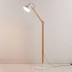 Lindby gulvlampe Shivanja, tre, justerbar, 146 cm, E27| Kontorbelysning|Gulvlamper