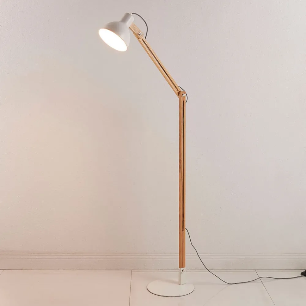 Lindby gulvlampe Shivanja, tre, justerbar, 146 cm, E27| Kontorbelysning|Gulvlamper