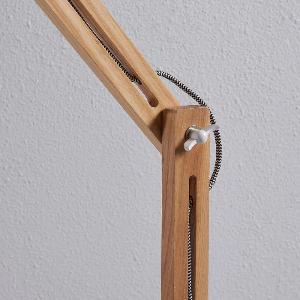 Lindby gulvlampe Shivanja, tre, justerbar, 146 cm, E27| Kontorbelysning|Gulvlamper