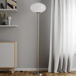Lindby gulvlampe Sonika, 175 cm, nikkelfarget, glass, E27| Gulvlamper