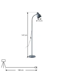 Lindby gulvlampe Tebbi, blå, metall, høyde 150 cm| Gulvlamper