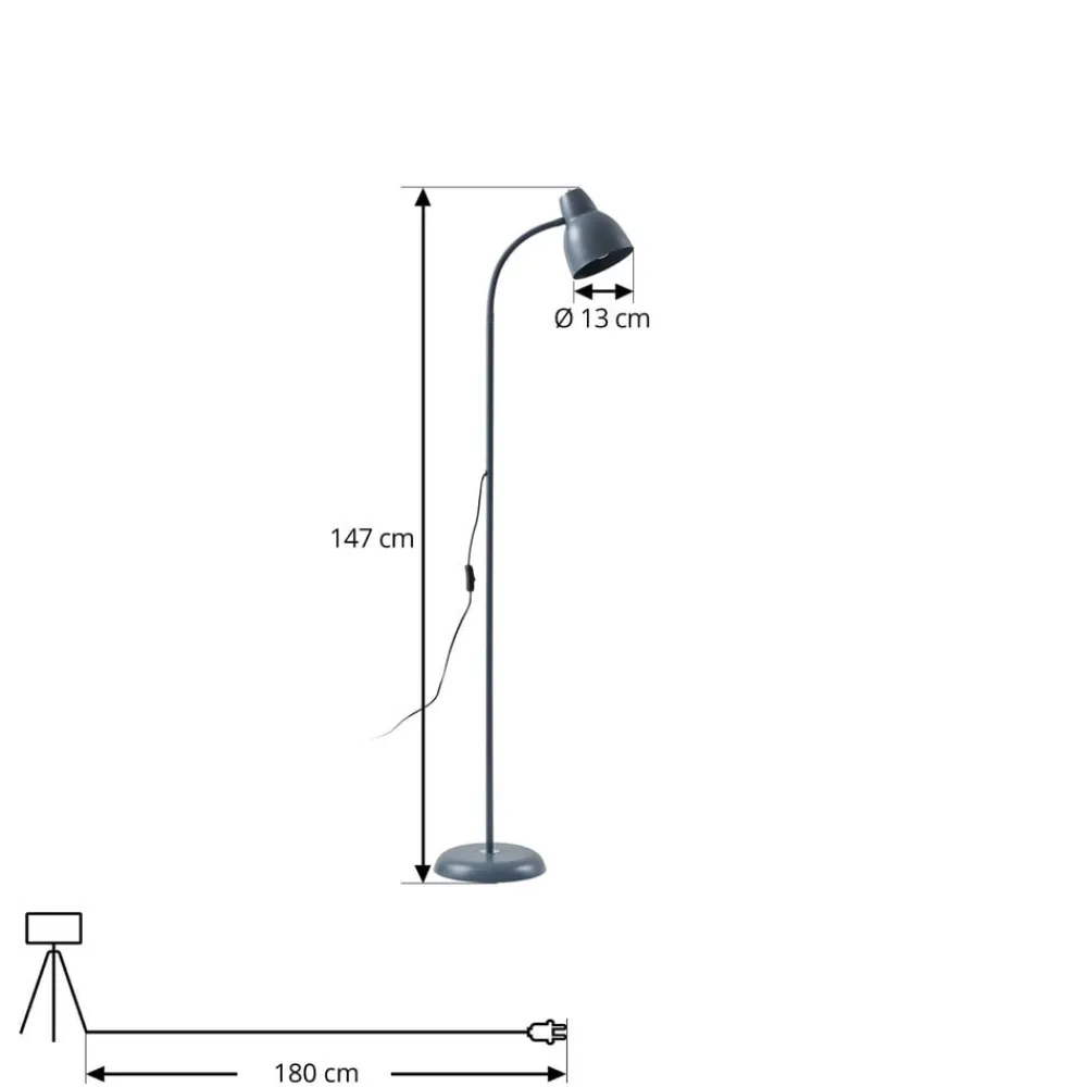 Lindby gulvlampe Tebbi, blå, metall, høyde 150 cm| Gulvlamper