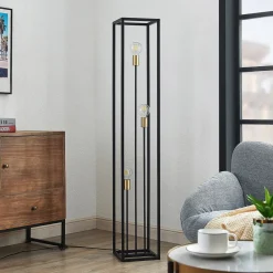 Lindby gulvlampe Tiliane, svart, metall, 3 lyskilder, 153 cm| Gulvlamper